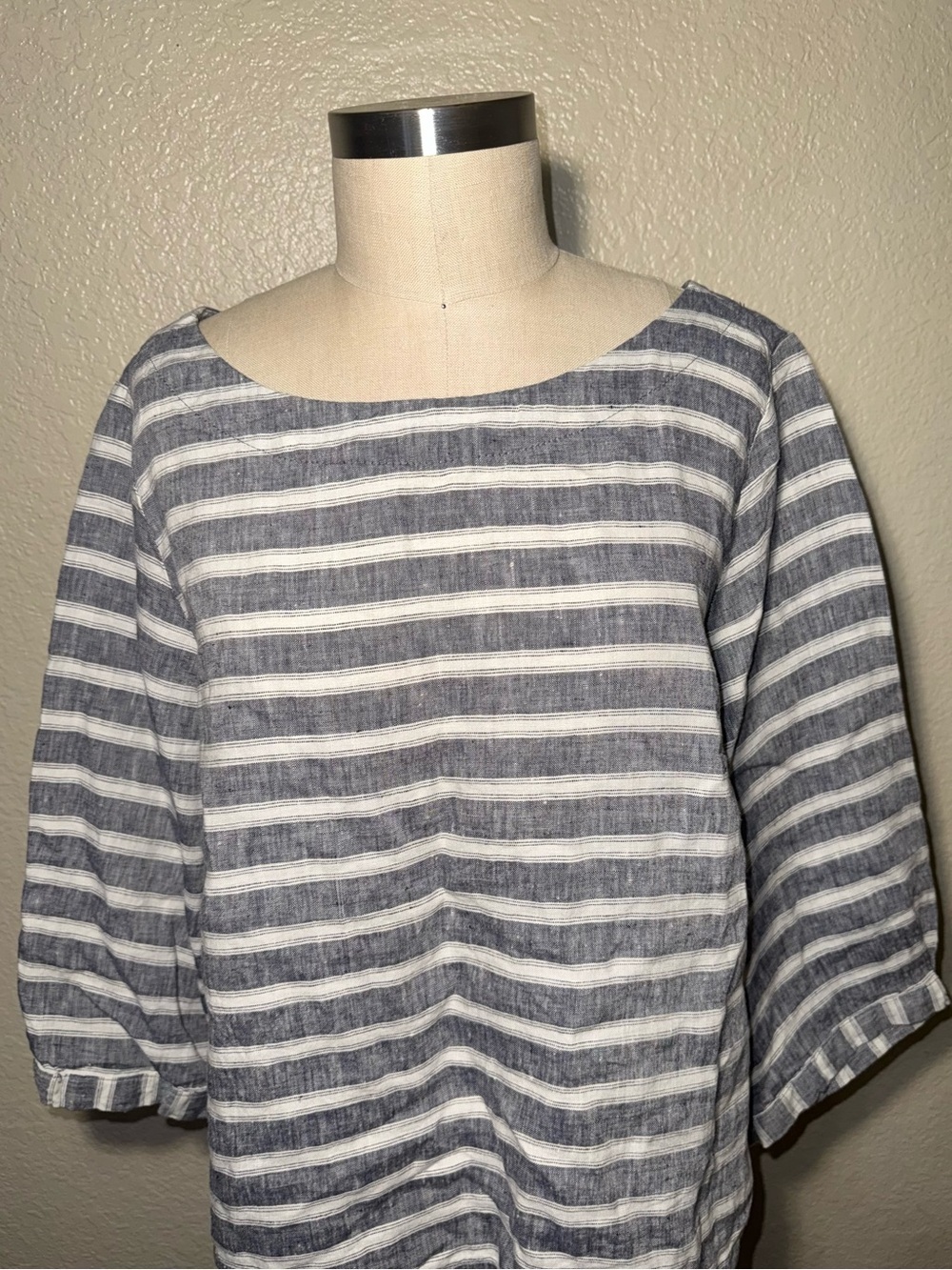 Christian Siriano 100% Linen Coastal Striped Blouse Large - Picture 2 of 6